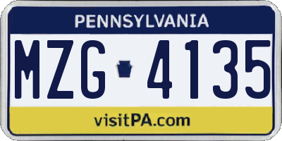 PA license plate MZG4135