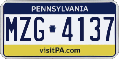 PA license plate MZG4137