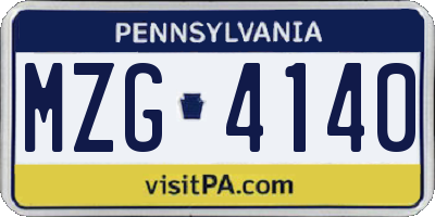 PA license plate MZG4140
