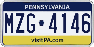 PA license plate MZG4146