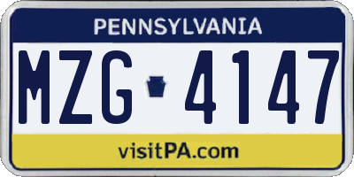 PA license plate MZG4147