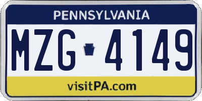 PA license plate MZG4149