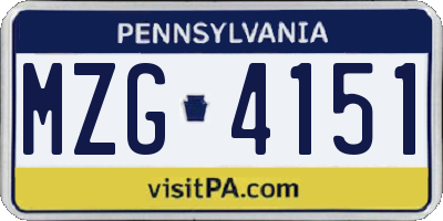 PA license plate MZG4151