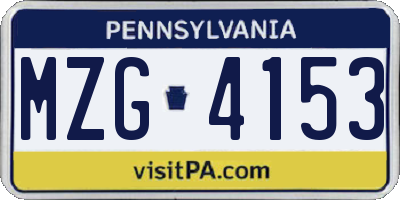 PA license plate MZG4153