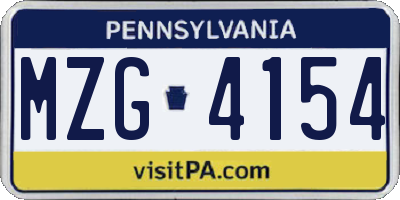 PA license plate MZG4154