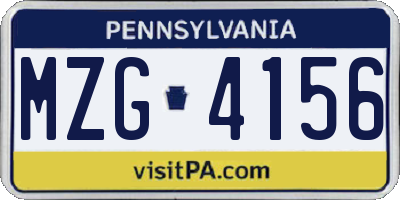 PA license plate MZG4156