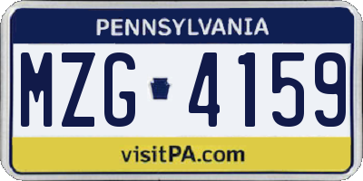 PA license plate MZG4159