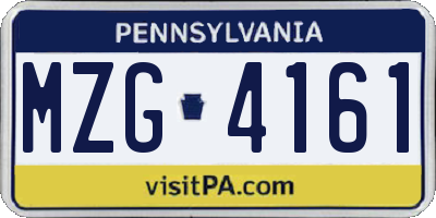 PA license plate MZG4161