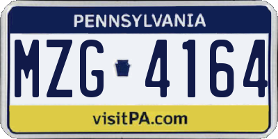 PA license plate MZG4164