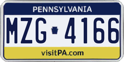 PA license plate MZG4166