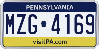 PA license plate MZG4169