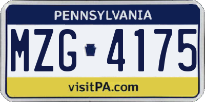 PA license plate MZG4175