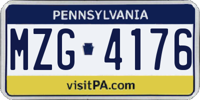 PA license plate MZG4176
