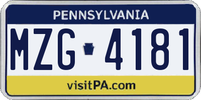 PA license plate MZG4181