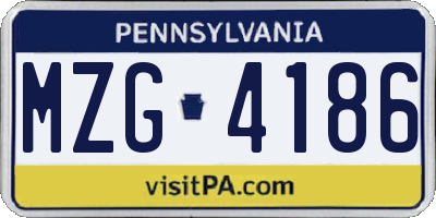 PA license plate MZG4186