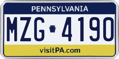 PA license plate MZG4190
