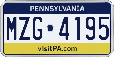 PA license plate MZG4195