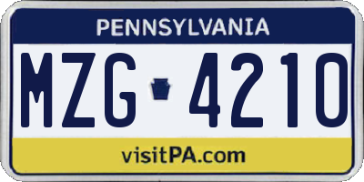 PA license plate MZG4210