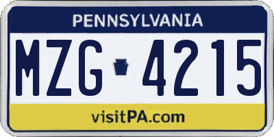 PA license plate MZG4215
