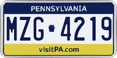 PA license plate MZG4219