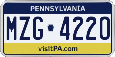 PA license plate MZG4220