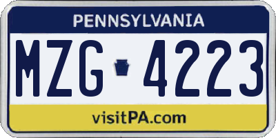 PA license plate MZG4223