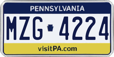 PA license plate MZG4224