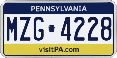 PA license plate MZG4228