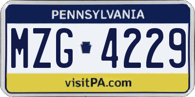 PA license plate MZG4229
