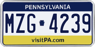 PA license plate MZG4239
