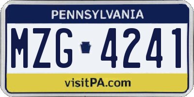 PA license plate MZG4241