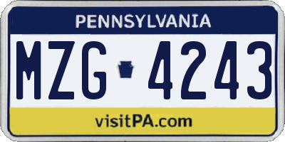 PA license plate MZG4243