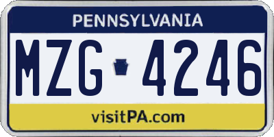 PA license plate MZG4246