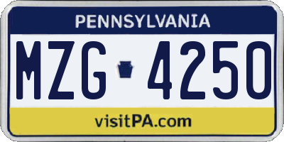 PA license plate MZG4250