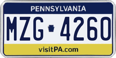 PA license plate MZG4260