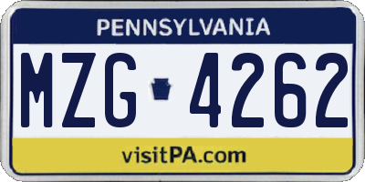 PA license plate MZG4262
