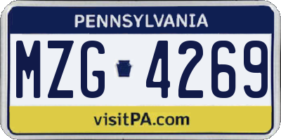 PA license plate MZG4269