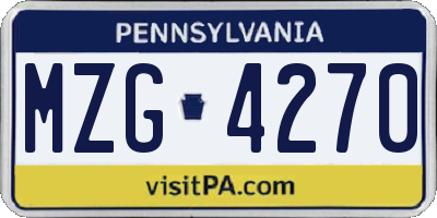 PA license plate MZG4270
