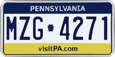 PA license plate MZG4271