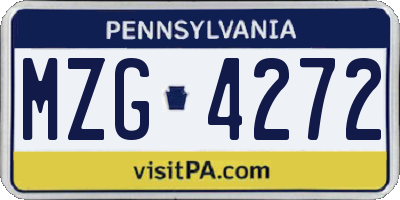 PA license plate MZG4272