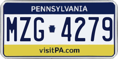 PA license plate MZG4279