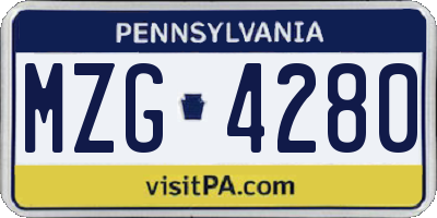 PA license plate MZG4280