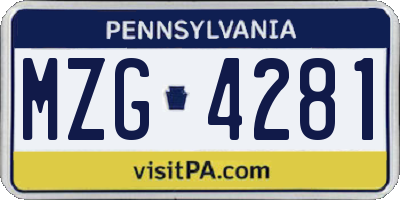 PA license plate MZG4281