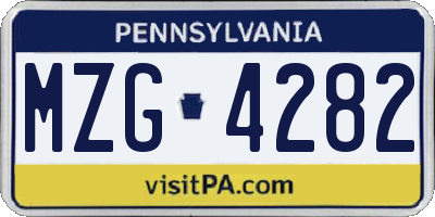 PA license plate MZG4282