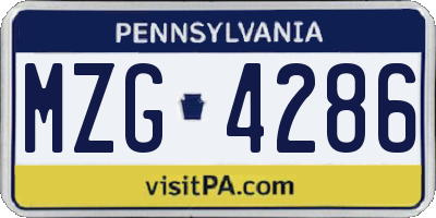 PA license plate MZG4286