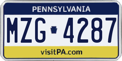 PA license plate MZG4287