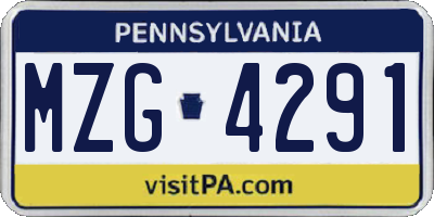 PA license plate MZG4291