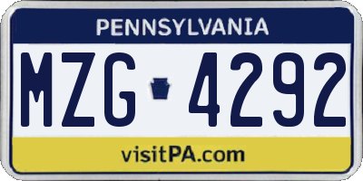 PA license plate MZG4292