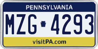 PA license plate MZG4293