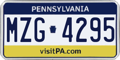 PA license plate MZG4295